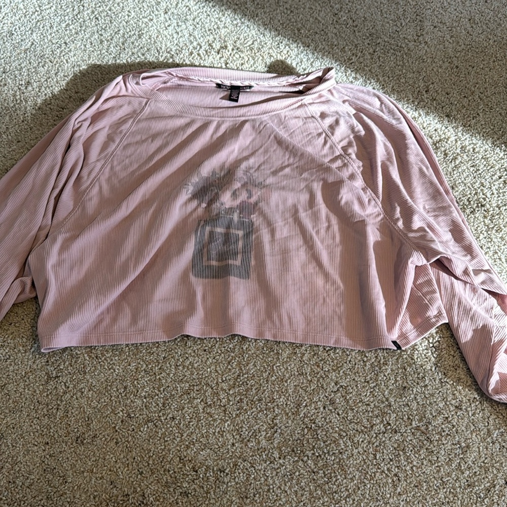 Victoria Secret Long Sleeved Pink Cropped Shirt